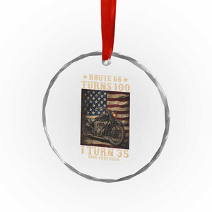 Route Highway 66 Turns 100 I Turn 35 Crystal Glass Ornament Vintage 1991 American Motorcycle Lover 35th Birthday Gift