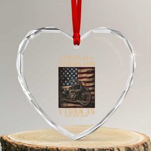 Route Highway 66 Turns 100 I Turn 35 Heart Crystal Glass Ornament Vintage 1991 American Motorcycle Lover 35th Birthday Gift