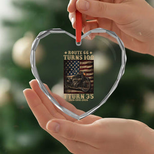 Route Highway 66 Turns 100 I Turn 35 Heart Crystal Glass Ornament Vintage 1991 American Motorcycle Lover 35th Birthday Gift