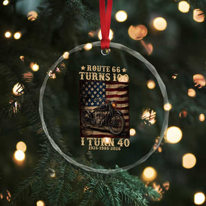 Route Highway 66 Turns 100 I Turn 40 Crystal Glass Ornament Vintage 1986 American Motorcycle Lover 40th Birthday Gift