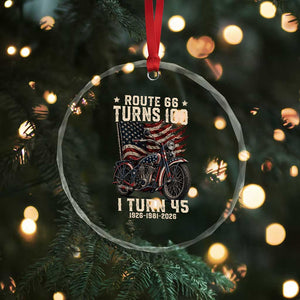 Route Highway 66 Turns 100 I Turn 45 Crystal Glass Ornament Vintage 1981 American Classic V-Twin Motorcycle Lover 45th Birthday Gift