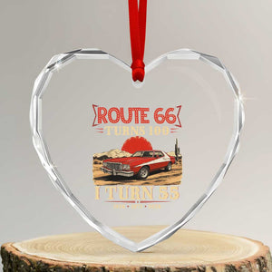 Route Highway 66 Turns 100 I Turn 55 Heart Crystal Glass Ornament Vintage 1971 Road Sign 55th Birthday Muscle Car Lover Gift