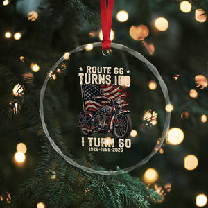 Route Highway 66 Turns 100 I Turn 60 Crystal Glass Ornament Vintage 1966 American Classic V-Twin Motorcycle Lover 60th Birthday Gift
