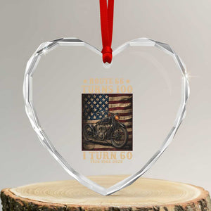 Route Highway 66 Turns 100 I Turn 60 Heart Crystal Glass Ornament Vintage 1966 American Motorcycle Lover 60th Birthday Gift