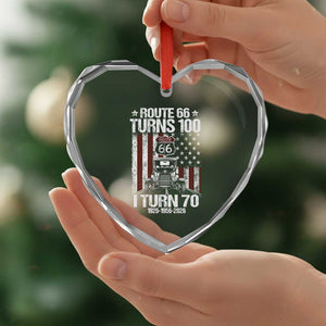 Route Highway 66 Turns 100 I Turn 70 Heart Crystal Glass Ornament Vintage 1956 America Road Sign America Antique Car Lover 70th Birthday Gift
