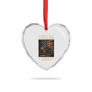 Route Highway 66 Turns 100 I Turn 70 Heart Crystal Glass Ornament Vintage 1956 American Motorcycle Lover 70th Birthday Gift