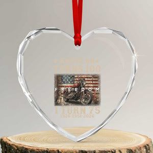 Route Highway 66 Turns 100 I Turn 75 Heart Crystal Glass Ornament Vintage 1951 American Freedom Motorcycle Lover 75th Birthday Gift
