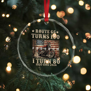 Route Highway 66 Turns 100 I Turn 80 Crystal Glass Ornament Vintage 1946 American Freedom Motorcycle Lover 80th Birthday Gift