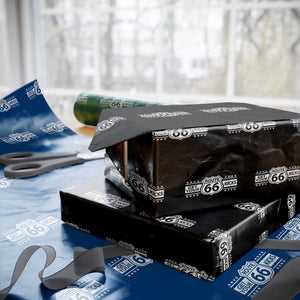 Route Highway 66 Wrapping Paper Roll Get Your Kicks American Road Trip TS11 Black Print Your Wear