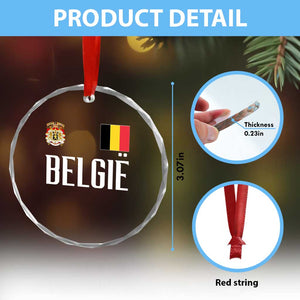 Royal Coat of Arms Belgie Crest Graphic Crystal Glass Ornament Traditional Belgium Belgian Flag and Lion Heritage Pride Gift TS02 Print Your Wear