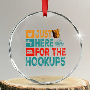 RV Camping Caravan Motorhome Crystal Glass Ornament Just Here For The Hookups TS14 Transparent Glass 3'' Circle Print Your Wear