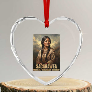 Sacagawea Native American Woman Heart Crystal Glass Ornament Resilient Trailblazer Visionary