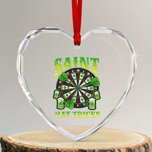 Saint Hat Tricks St Patricks Day Heart Crystal Glass Ornament Darts Player Gift TS12 Transparent Glass 3'' Heart Print Your Wear