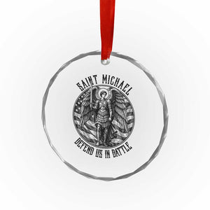 Saint Michael Defend Us In Battle Crystal Glass Ornament American Flag Patriotic TS12 Print Your Wear