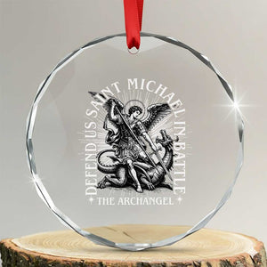 Saint Michael Defend Us In Battle Crystal Glass Ornament Catholic Protection Gift TS12 Transparent Glass 3'' Circle Print Your Wear