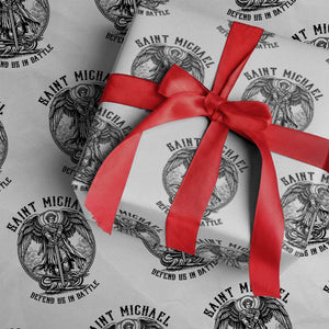 Saint Michael Heavenly Warrior Wrapping Paper Roll Defend Us In Battle TS12 White Print Your Wear