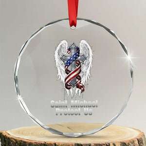 Saint Michael Protect Us American Christian Heritage Crystal Glass Ornament Catholic Faith Gift
