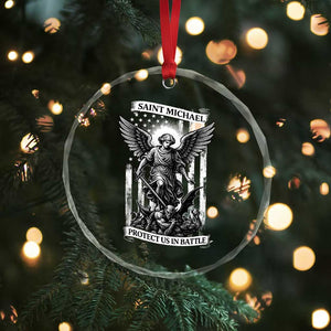 Saint Michael Protect Us In Battle Crystal Glass Ornament American Flag Catholic Christian Faith TS11 Print Your Wear