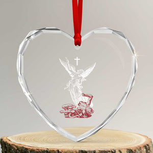 Saint Michael The Archangel Defeating Satan Heart Crystal Glass Ornament TS10 Transparent Glass 3'' Heart Print Your Wear