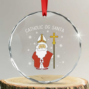Saint Nicholas Catholic Christmas Crystal Glass Ornament TS14 Transparent Glass 3'' Circle Print Your Wear