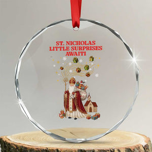 Saint Nicholas Santa Claus Christmas Crystal Glass Ornament Little Surprises Awaiti TS14 Transparent Glass 3'' Circle Print Your Wear