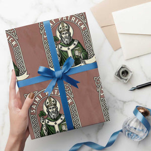 Saint Patrick Pray For Us Wrapping Paper Roll St Patricks Day Religious Gift TS12 Mocha Print Your Wear