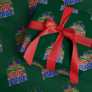 Sak Pase Haitian Creole Greeting Wrapping Paper Roll National Crest Cultural Haiti Pride TS02 Green Print Your Wear