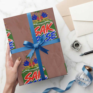 Sak Pase Haitian Creole Greeting Wrapping Paper Roll National Crest Cultural Haiti Pride TS02 Mocha Print Your Wear