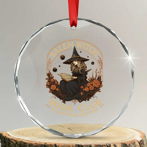 Salem Witch Book Club All Witches Welcome Crystal Glass Ornament Halloween Book Lover TS11 Transparent Glass 3'' Circle Print Your Wear