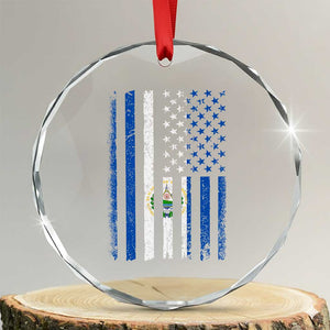Salvadoran America Flag Crystal Glass Ornament El Salvador USA Patriotic TS10 Transparent Glass 3'' Circle Print Your Wear