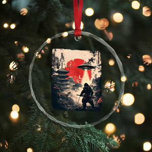 Samurai Bigfoot Crystal Glass Ornament Funny Japanese Retro Vintage Sasquatch Graphic Ukiyo-e Art TS10 Print Your Wear