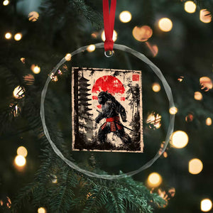 Samurai Bigfoot Crystal Glass Ornament Japanese Vintage Sasquatch Graphic Ukiyo-e Art Funny TS10 Print Your Wear