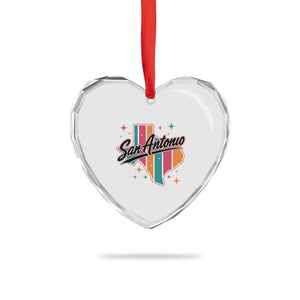 San Antonio Game Day Spirit Heart Crystal Glass Ornament Texas Map Pride