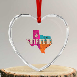 San Antonio Texas TX Fiesta Sports For Latino Fans Heart Crystal Glass Ornament TS11 Transparent Glass 3'' Heart Print Your Wear