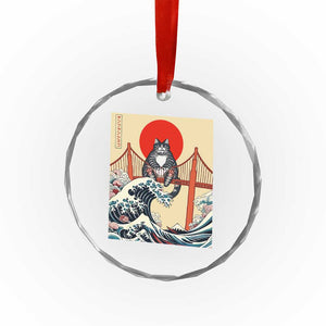 San Francisco Cat Crystal Glass Ornament Vintage Japanese Anime Kawaii Cat Sunset TS14 Print Your Wear
