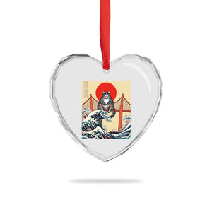San Francisco Cat Heart Crystal Glass Ornament Vintage Japanese Anime Kawaii Cat Sunset TS14 Print Your Wear