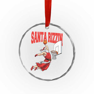 Santa Basketball Christmas Crystal Glass Ornament He Is Rizzin TS14 Print Your Wear