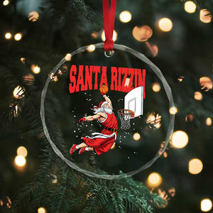 Santa Basketball Christmas Crystal Glass Ornament He Is Rizzin TS14 Print Your Wear