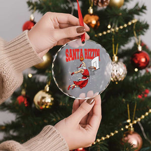 Santa Basketball Christmas Crystal Glass Ornament He Is Rizzin TS14 Print Your Wear