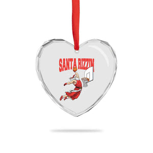 Santa Basketball Christmas Heart Crystal Glass Ornament He Is Rizzin TS14 Print Your Wear