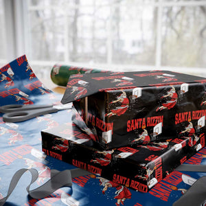 Santa Basketball Christmas Wrapping Paper Roll He Is Rizzin TS14 Black Print Your Wear