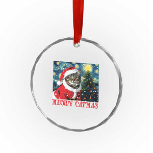 Santa Cat Xmas Crystal Glass Ornament Meowy Catmas Starry Night Christmas Tree TS09 Print Your Wear