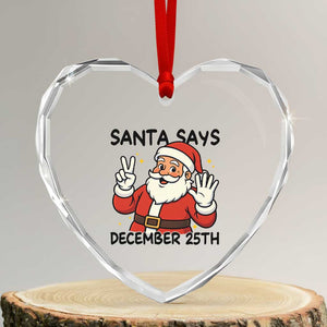 Santa Christmas December 25th Season Heart Crystal Glass Ornament TS14 Transparent Glass 3'' Heart Print Your Wear