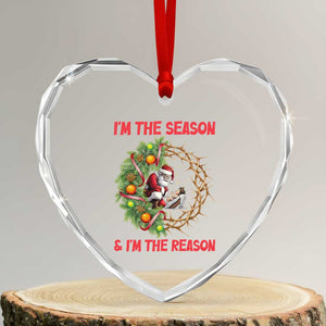 Santa Christmas Heart Crystal Glass Ornament Baby Jesus Christian Xmas TS14 Transparent Glass 3'' Heart Print Your Wear