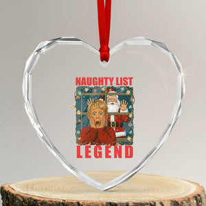 Santa Christmas Movie Funny Heart Crystal Glass Ornament Naughty List Legend TS14 Transparent Glass 3'' Heart Print Your Wear