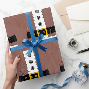 Santa Claus Suit Costume Wrapping Paper Roll Retro Festive Christmas Vibe TS02 Mocha Print Your Wear