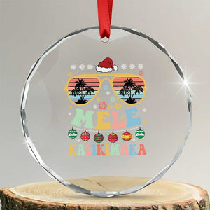 Santa Claus Sunglasses Beach Xmas In Hawaii Family Vacation Crystal Glass Ornament Mele Kalikimaka TS10 Transparent Glass 3'' Circle Print Your Wear