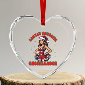 Santa Favorite Cheerleader Heart Crystal Glass Ornament Funny Christmas Cheer Gift TS12 Transparent Glass 3'' Heart Print Your Wear