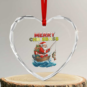 Santa Fishing Christmas Heart Crystal Glass Ornament Funny Fisherman Merry Chrisbass Xmas TS14 Transparent Glass 3'' Heart Print Your Wear