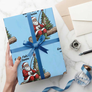 Santa Fishing Chritsmas Wrapping Paper Roll Funny Fisherman Xmas TS14 Light Blue Print Your Wear
